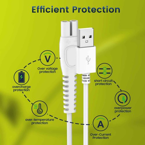 BENSN Charger Cord for Philips Norelco One Blade QP1924, Charging Cable for Philips Beauty Lady Electric Shaver Series 6000 8000, BRL146, BRL166, BRL136 [2 Pack 1M, 3,3ft,White]