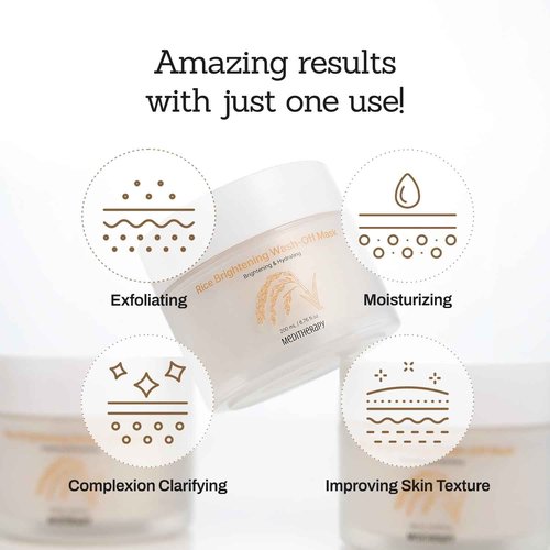 Rice Wash-Off Mask - Korean Glass Skin Face Mask Skincare - Hydrating Rice Clay Mask for Face - Natural Exfoliants Gently Improve Skin Texture, Even Skin Tone, and Restore Radiant Glow, 6.76 fl.oz