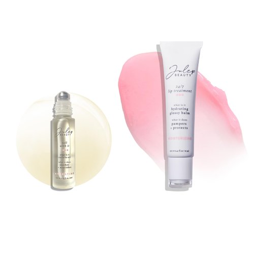 Julep Hydrating Lip & Nail Care Bundle: 24/7 Lip Treatment Hydrating Lip Balm and Lip Sleeping Mask Sheer Pink + Roll With It Nourishing Treatment Cuticle Oil - Moisturizing, Soothing, Nourishing
