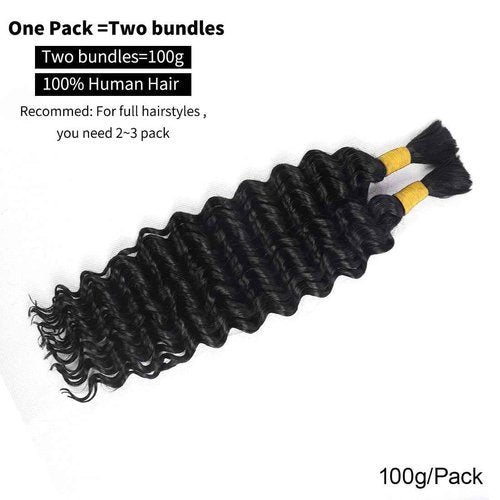 Boho Human Braiding Hair Curly for Boho Braids Bohemian 100% Human Hair for Braiding (human braiding hair, 18inch)