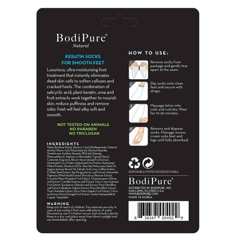 Bodipure Premium Foot Mask Keratin Socks | At Home Spa Moisturizer Socks for Dry Cracked Feet, Callus & Heel Softening | Easy-to-Use Pedicure Foot Repair | Chemical-free Feet Treatment | 12 Pairs