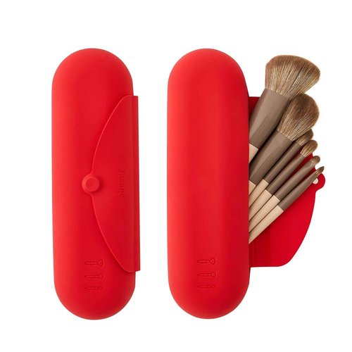 JASAQE Silicone Makeup Brush Holder, Large Travel Makeup Brush Case, Soft Portable Cosmetic Face Brushes Holder