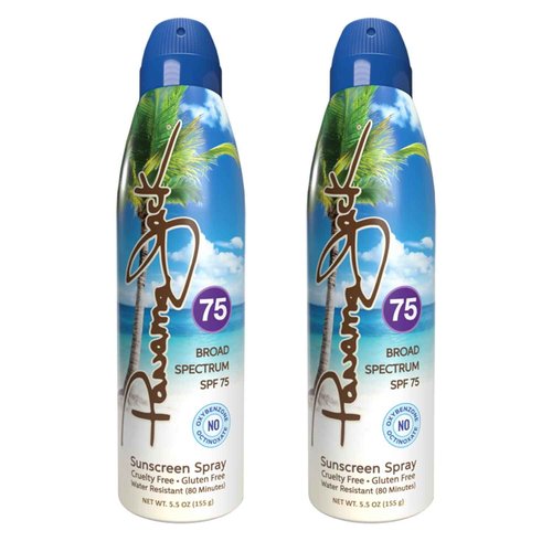 Panama Jack Continuous Spray Sunscreen - SPF 75, Broad Spectrum UVA/UVB Protection, PABA, Paraben, Gluten & Cruelty Free, Water Resistant (80 Minutes), 5.5 OZ (Pack of 2)