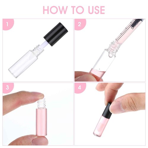 WLLHYF 100 Pcs Mini Lip Gloss Tubes, Refillable Lip Balm Bottle Transparent Empty Containers Travel Personal Cosmetic Inserts Cosmetic Tools Mini Lipstick Containers for Women DIY Makeup