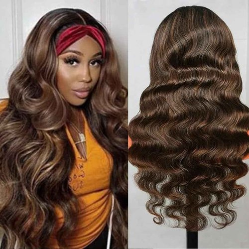 Comfair Headband Wigs Human Hair Half Wigs for Black Women 1B30 Color Wear and Go Glueless Bob Headband Wigs Short Straight Wigs 180% Density No lace Headband wig