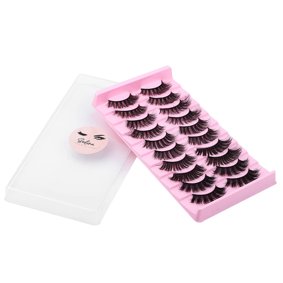 Selina Lashes Faux Mink Fluffy Wispy False Eyelashes 25mm 3D Dramatic Faux Mink Eyelashes D Curl Long Fake Lashes