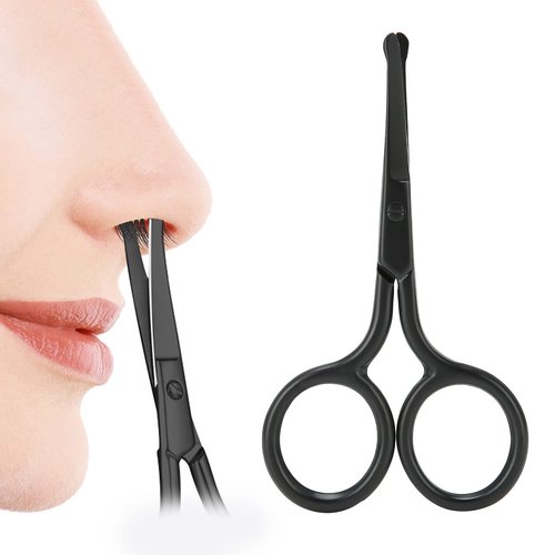 Nose Ear Scissors, Nose Hair Scissors Rounded Tip Moustache Beard Eyebrow Grooming Scissor Trimmer for Men
