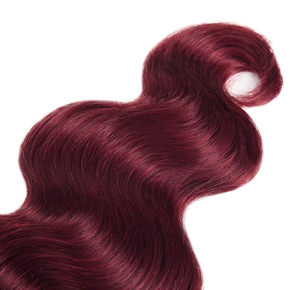 Dark Burgundy Bundles Burgundy Red Body Wave Human Hair Bundles Brazilian 99J Body Wave Bundles Human Hair Unprocessed Virgin Hair 3 Bundles 10 12 14 Inch Red Bundles