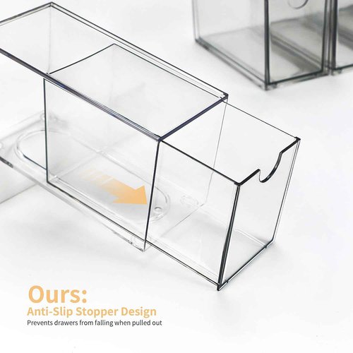 WUHUME Desk Organizer with Drawers, Stackable Plastic Storage Drawers for Makeup or Desk Organization, Cabinets for Office Dressing Countertop Bathroom Bedroom (6 Packs)