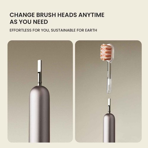 ZDEER Manual Toothbrush for Adults, Full Metal Handle, 3 Replaceable Toothbrushes Heads (Whitening, Gum Care, Cleaning), Eco-Friendly Portable Travel Toothbrush