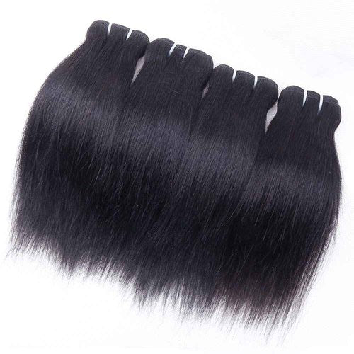 Brazilian Straight Hair Bundles with Closure(10 10 10 10+10) Straight Human 4 Bundles with Closure 10A Unprocessed Short Bob Virgin Hair 50g/bundle