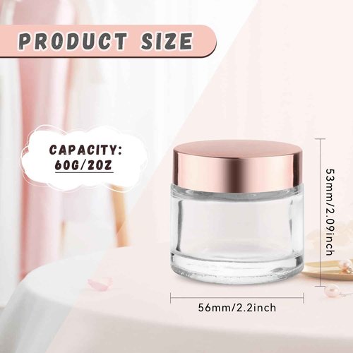 8 Pcs 60g/2oz Cream Jars Glass Cosmetic Containers Empty Glass Sample Jars with Leakproof Lids for Makeup Lotion Eye Creams Scrub Home Travel - Clear