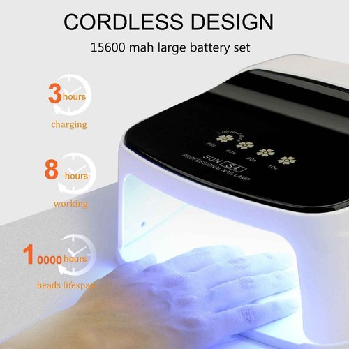 Cordless Rechargeable Nail Lamp, Professional UV LED Nail Dryer for Gel Nails, 15600mAh Nail Light with Touch Screen, Fast Nail Curing Lamp for Acrylic & Gel Polish, UV Lights for Nails