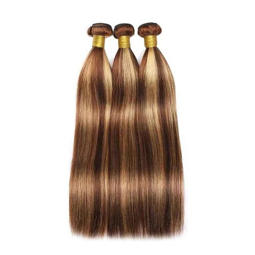 Ombre Bundles P4/27 Human Hair Bundle Honey Brown Straight Bundles 16 16 16 Inch Unprocessed Brazilian Remy Hair Extensions Healthy And Soft Double Weft Quick Weave Deals
