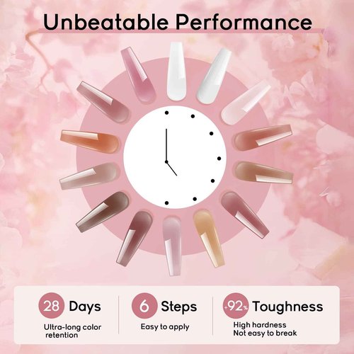 JEWHITENY 14 Colors Poly Extension Gel Nail Kit With U V Lamp Nude Pink White Brown All In One Poly Gel Starter Kit With Base Top Coat Manicure Salon Frence Nail Art DIY
