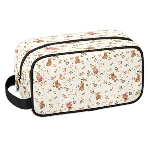 FZDXZJJ Travel Toiletry Bag for Women Girl,Waterproof Lightweight Makeup Cosmetic Bag Organizer with Handle & Zip Pockets Toiletries Bag for Gym,Beach - Cute Bear