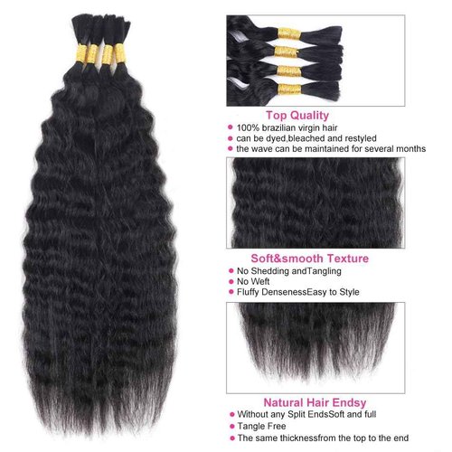 WZVHAIR Super Wave Bulk Human Hair For Braiding No Weft 100g (1Pack-4PCS) Wet and Wavy Human Braiding Hair 100% Virgin Human Hair Super French Human Bulk Hair For Boho Braids (Super Bulk 16 Inch)