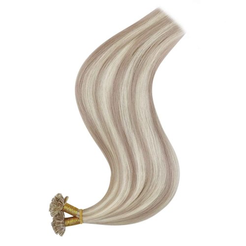 Full Shine U Tip Hair Extensions Human Hair 18 Inch 50 Grams Color 18 Ash Blonde Highlight 613 Bleach Blonde Keratin Tip Hair Extensions Fusion Extensions for Women
