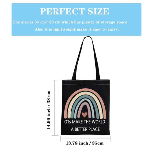 GJTIM OT Gift Occupational Therapy Worker Gift Rainbow Makeup Bag OTs Make the World A Better Place OT Retirement Gift (OTs Make ToteBlack)