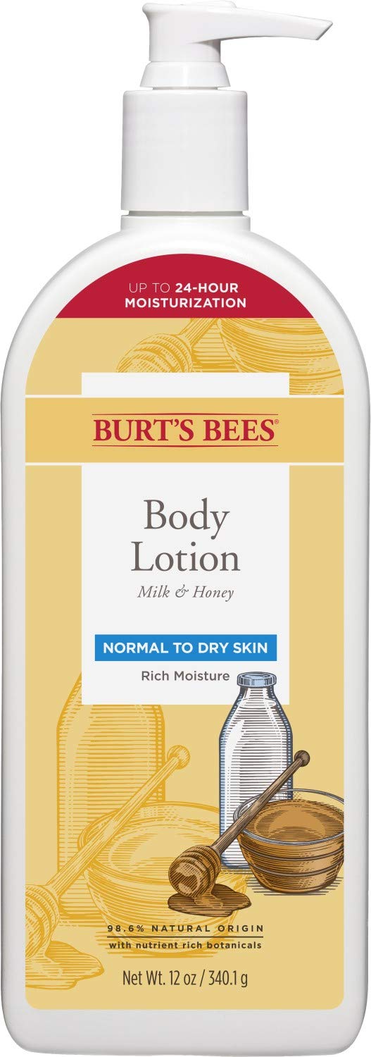 Burts Bees Body Lotion for Normal to Dry Skin with Milk & Honey, 12 Oz (Package May Vary)