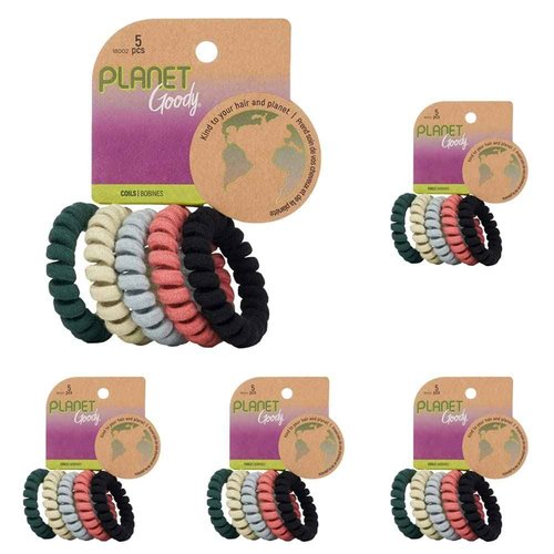 Goody Planet Elastic Hair Coils for Medium to Thick Hair - Hair Accessories for Women and Girls, 5 Count (Pack of 5)