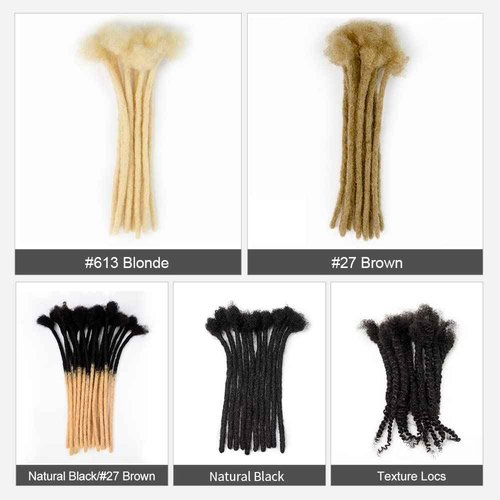 FAMILOCS Dreadlock Extensions Human Hair 12 Inch 0.6cm Width 10 Strands Loc Extensions for Man/Women Handmade Permanent Soft Locs with Needle and Clips