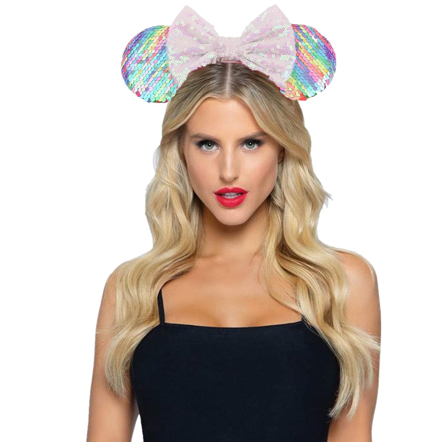 JOYFISCO Mouse Ears Headbands Shiny Bow Mouse Ears Headband Glitter Party Princess Decoration Cosplay Costume for Women Girls