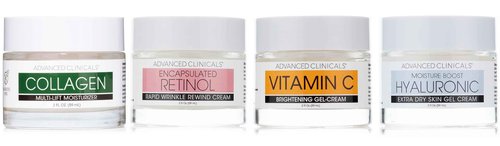 Advanced Clinicals Vitamin C Brightening Face Gel Cream + Encapsulated Retinol Rapid Wrinkle Rewind Face Cream + Collagen Multi-Lift Face Moisturizer + Hyaluronic Acid Moisture Boost Face Cream Set