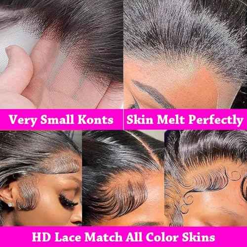 Lzlefho 26 Inch 13x6 Body Wave Lace Front Wigs Human Hair Pre Plucked 250% Density HD Lace Frontal Wig Human Hair For Women Body Wave Glueless Wigs With Baby Hair