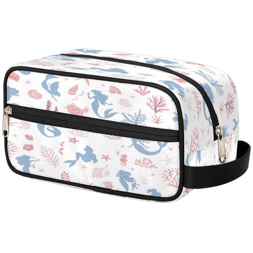 FZDXZJJ Kid Travel Toiletry Bag for Women Girl,Waterproof Lightweight Makeup Cosmetic Bag Organizer with Handle & Zip Pockets Toiletries Bag for Gym,Beach - Ocean Mermaid
