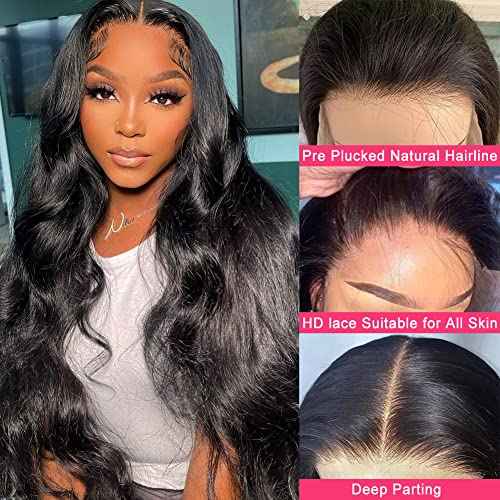 Body Wave Lace Front Wigs Human Hair 13x4 HD Transparent Lace Frontal Wigs for Black Women 180% Density Glueless Wigs Human Hair Pre Plucked with Baby Hair (18inch)