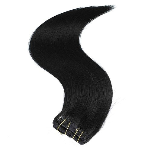 Clip in Hair Extensions Real Human Hair 14Inch 120g/set Straight Human Hair Clip in Extensions 7pcs Thick Remy Brazilian Human Hair Clip ins for Women Jet Black Color