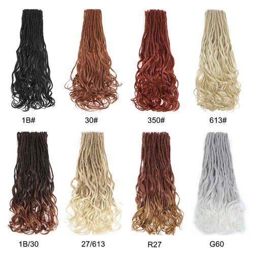 Aguacor Loose Wave Dreadlocks Synthetic French Curly Double Ended Dreadlock Extensions 24inches 30 Strands Thin Soft Red Brown Spanish Curly DE Dreadlock Extensions for Women (30 Strands, 350#)