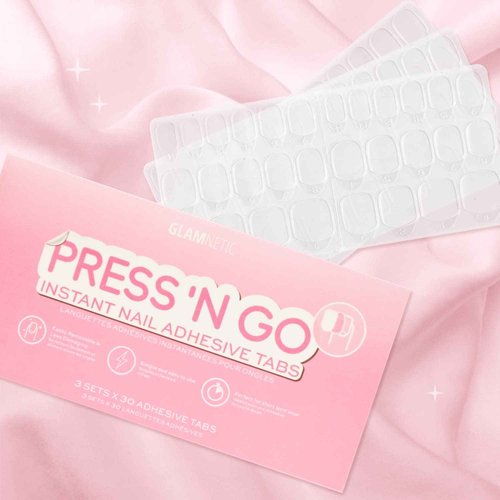 Glamnetic Press-On Nails & Adhesive Nail Tabs - Boba | Opaque Black Short Almond Nails, Reusable | 12 Sizes - 24 Nail Kit with Adhesive Tabs
