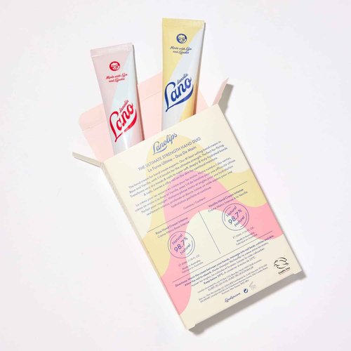 Lanolips Hand Cream Duo - Rose & Vanilla - Hydrating & Moisturizing Hand Cream for Dry Skin, Cracked Skin, Hands and Cuticles (2 x 1.69 oz)
