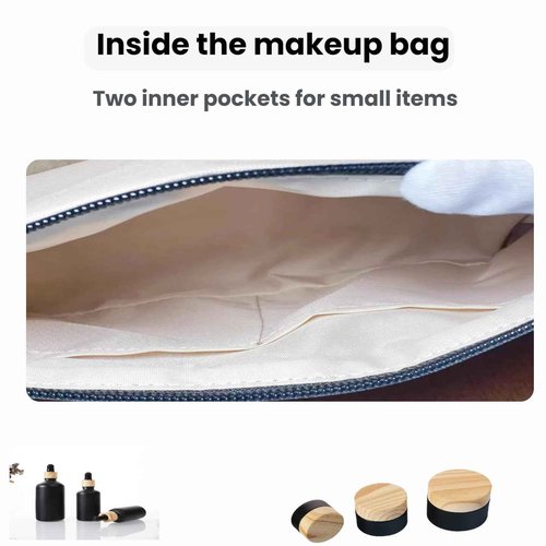 IMWECA Lightweight Makeup Bag Waterproof Travel Toiletry Bag for Women and men,Beige Quilted Cosmetic Bag Organizer Bag