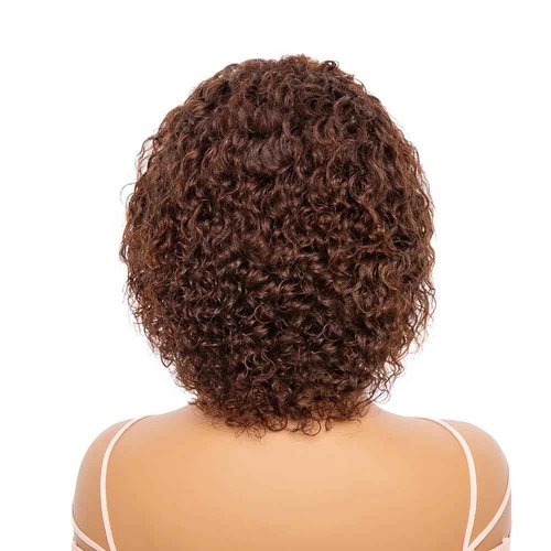 Pixie Cut Wig Human Hair 8 Inch Chocolate Brown Human Hair Wigs For Black Women Short Curly Glueless Wigs Human Hair Pre Plucked Pre Cut 4x4 Lace Closure Wear and Go Glueless Wigs (Brown, 8 inche)