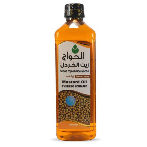 Pure & Natural Mustard Oil Cold Pressed Al Hawaj Elhawag El Hawag Concentrated Crude Unrefined For Kitchen & Body & Skin & Hair (1 Pack = 17.64 oz / 500 ml) زيت الخردل الحواج