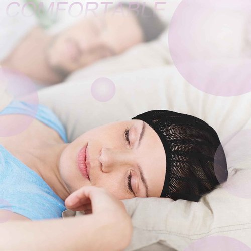 Chuarry 4 Pcs Mesh Sleep Bonnet for Sleeping Night Curly Hair Nets Sleep Caps for Women(Black, Pink)