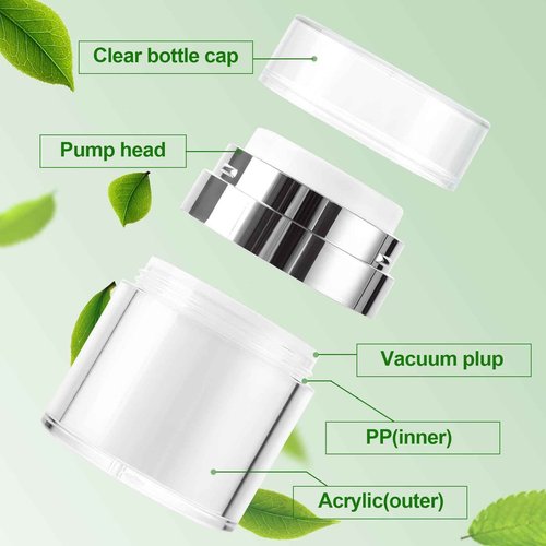 YOUNTHYE 10PCS 1 oz Airless Pump Jar Bulk 30ML Moisturizer Pump Dispenser Empty Pump Moisturizer Container Vacuum Cosmetic Travel Containers Refillable Moisturizer Container for Creams Gels Lotion