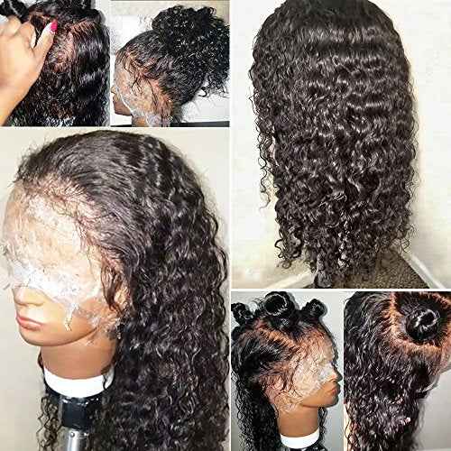 JYZ Burmese Curly Hair Lace Front Wigs Human Hair 180% Density Pre Plucked Bleached Knots with Baby Hair 13X4 HD Lace Brazilian Wet Raw Human Hair Wigs 18 Inch Free Part Natural Color