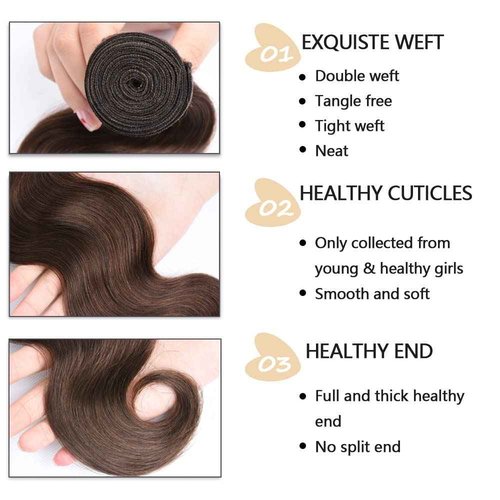 #4 Bundles Dark Brown Body Wave Human Hair Bundle 22 Inch Chocolate Brown Body Wave Bundles Human Hair Extensions