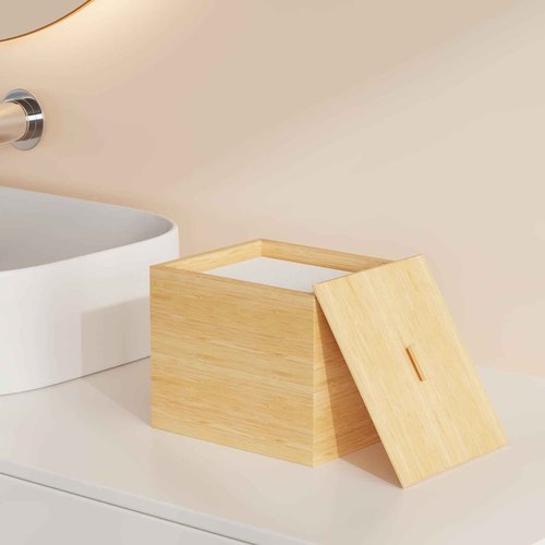 JHJFRAWY Bamboo Disposable Face Towel Holder for Clean Skin Club, Bathroom Storage Organizer, Container Box (Towels Not Included)