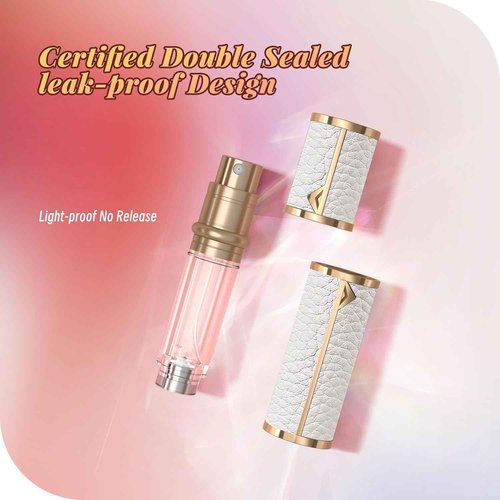 Full-Grain Leather Perfume Atomizer Set | 5ml Leak-Proof Portable Spray Bottles | Premium Makeup Perfume Storage Essential, Mini Travel Spray Bottle Refillable for Women Men, 3PCS