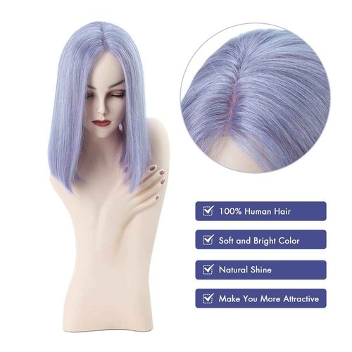 Lace Front Bob Wigs Human Hair Colored Straight Hair Lace Closure Wigs 150% Density Natural Pre Plucked Hairline with Baby Hair Bleached Knots 14 Inch (Violet)