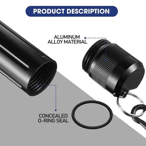 Outus 3 Pcs Metal Container Portable Sealed Container Bottles Aluminum Alloy Case Waterproof Jar Travel Bottle with Key Chain for Outdoor Camping Trip (Black,Blue,Gray)