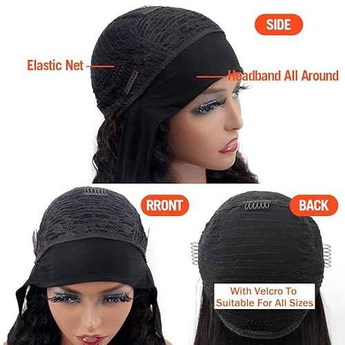 XSY Headband Wig Human Hair for Black Women Kinky Curly Headband Wig Glueless Brazilian Hair None Lace Front Wigs 150% Density Half Wigs Natural Colour 150% Density (22inch)