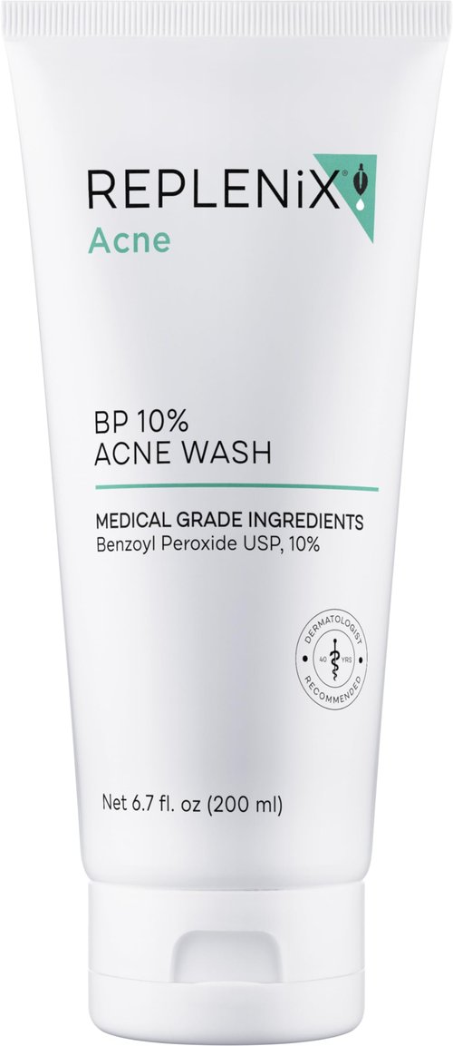 Replenix BP Acne Face Wash, 6.7 Fl Oz, Non-Oily Benzoyl Peroxide Facial Cleanser with Medical-Grade Ingredients for Acne-Prone Skin, Gently Unclogs & Refines Pores, Non-Drying & Non-Irritating