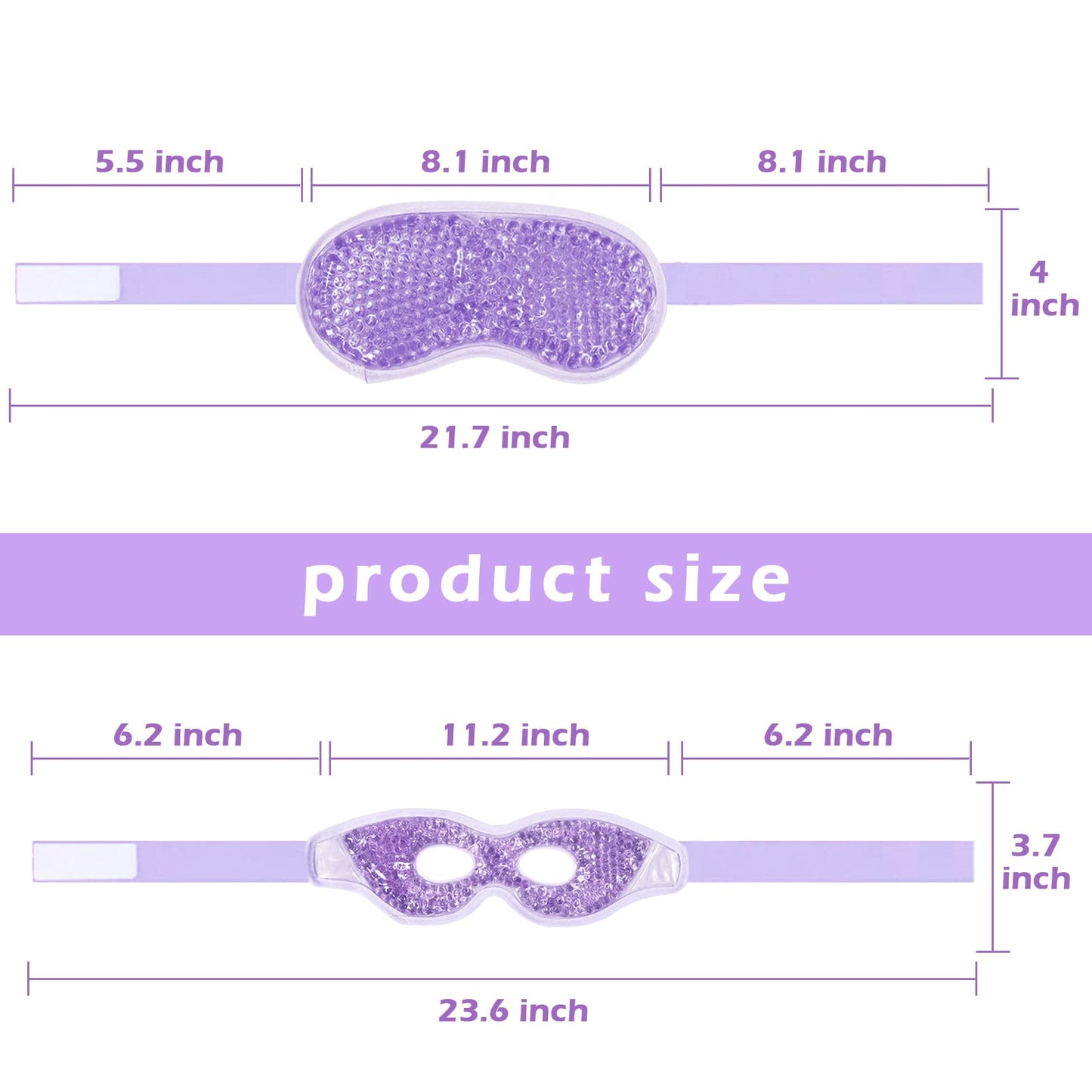 Permotary 2PCS Gel Eye Mask Reusable Hot Cold Compress Pack Eye Therapy,Therapeutic Gel Eye Spa Pad for Puffiness/Dark Circles/Eye Bags/Dry Eyes/Headaches/Migraines/Stress Relief-Pink&Purple