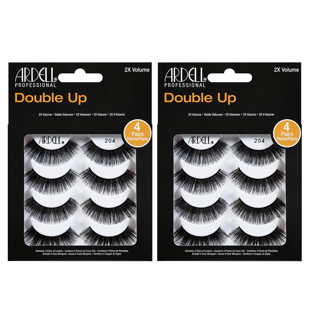 Ardell False Eyelashes 4 Pack Double Up 204, x 2 packs (4 pairs per pack)